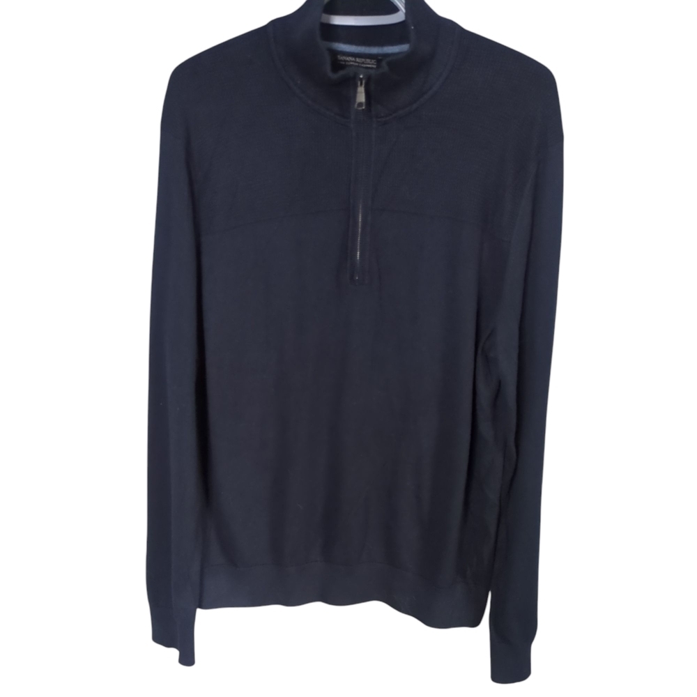Banana Republic Men's Pima Cashmere Blend 1/4 Zip‎ Navy Sweater Size Large